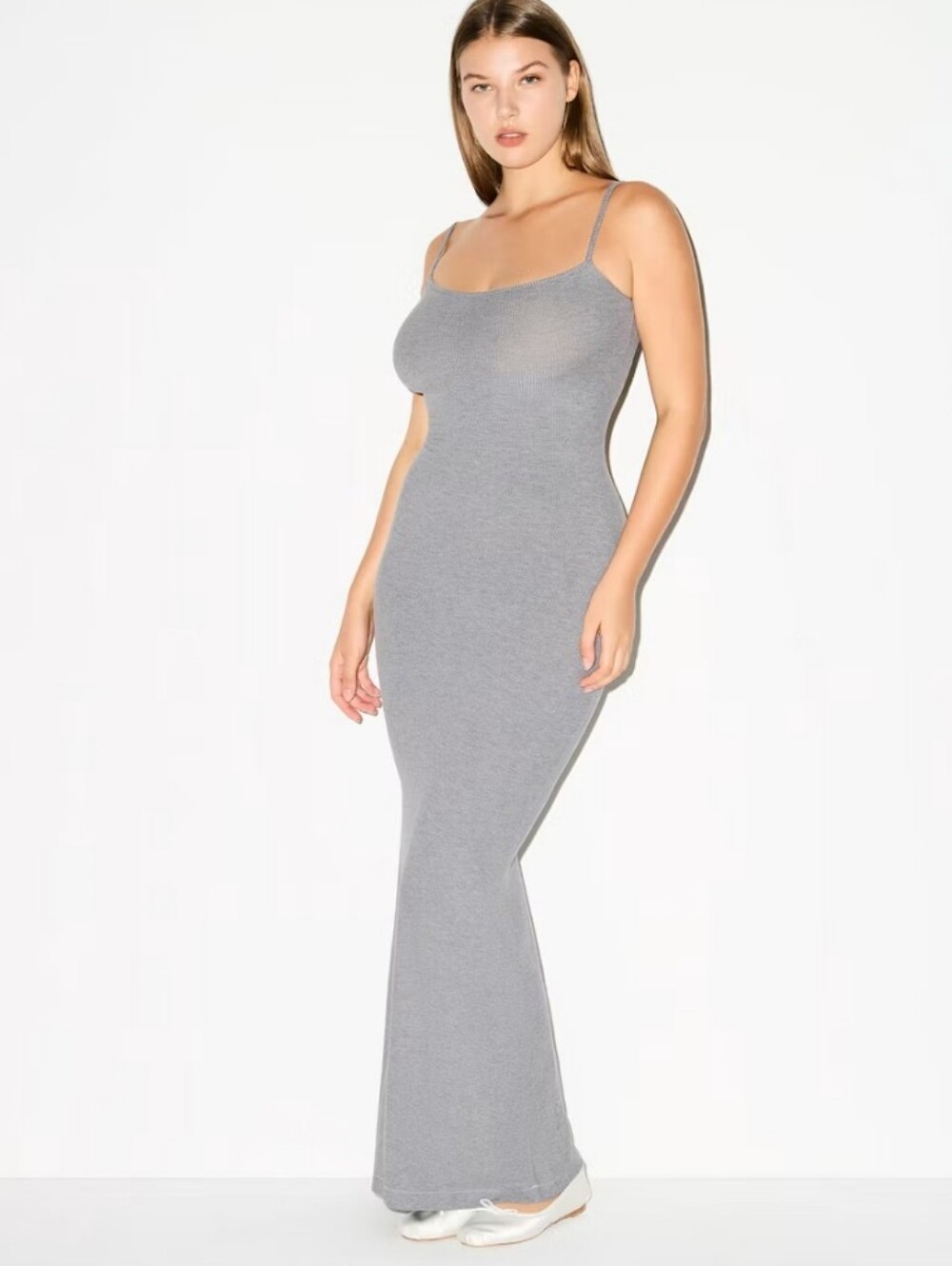 SKIMS NWT Soft Lounge Long Slip Dress In Heathered Gray Size Small
